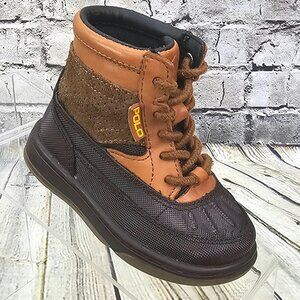 POLO Ralph Lauren Lansing High Toddler Boys Boots Size 4.5 Brown Leather Outdoor